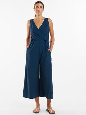 Title Nine Round Trip Sleeveless Jumpsuit Women’s M Dark Aqua Wide Leg Travel